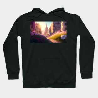 City street with beautiful flowers Hoodie